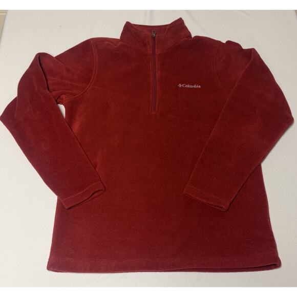 Columbia Sportswear Red Fleece Lightweight Pullover Quarter Zip men Jacket-Small - Picture 1 of 13